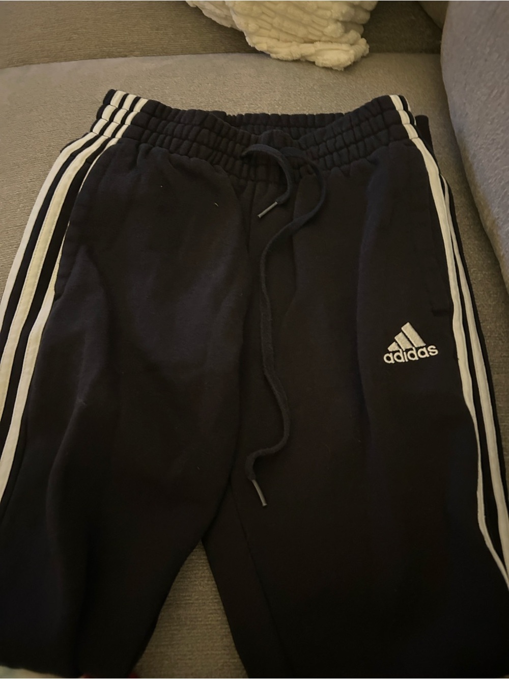 adidas Black Jogger Sweatpants with White Three-Stripes